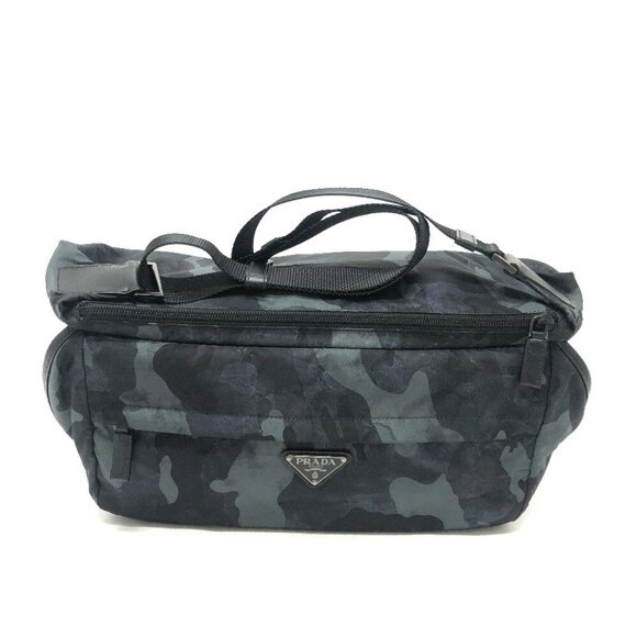 PRADA 2VH991 Triangle logo camouflage Crossbody bag body bag Nylon blue/Black